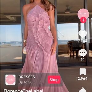 Elegant One Shoulder Dress in Pink